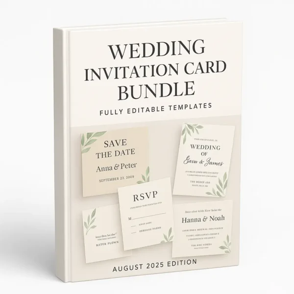 Wedding Invitation Card Bundle PDF – Fully Editable Templates for Elegant, Modern & Traditional Weddings (2025 Edition)